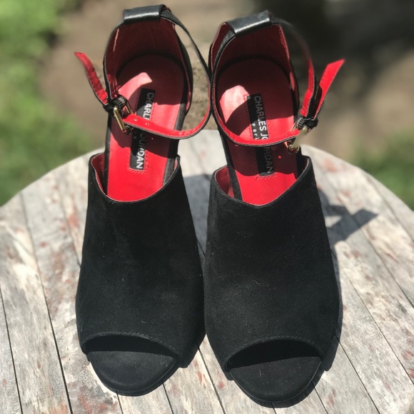 Charles Jourdan Suede Peep Toe Pumps - Picture 2 of 3